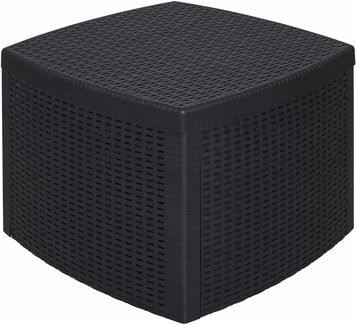 My Brand Germanvox Tavolino Contenitore Pouf da Giardino Esterno Rattan Antracite 53x53xH.40 cm da Montare ad Incastro