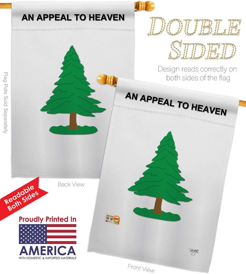 Pine Tree House Flag Set Americana US Historic July Memorial Veteran Independence United State American Small Decorative Gift Yard Banner Double-Sided Made In USA 28 X 40