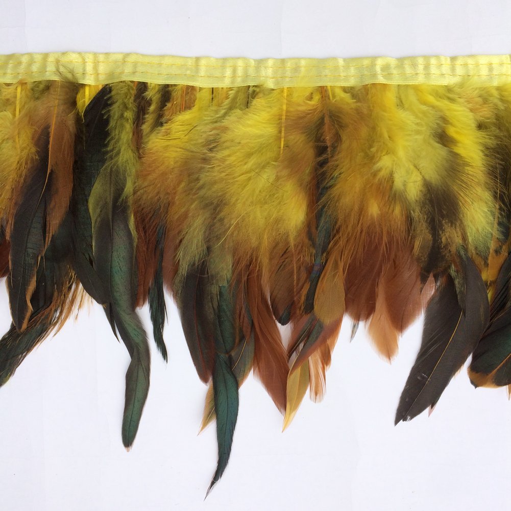 Frange De Plumes De Coq Naturelles - Largeur 13-18 Cm, Lot De 4,6 Mètres, Pour Costumes & Déco