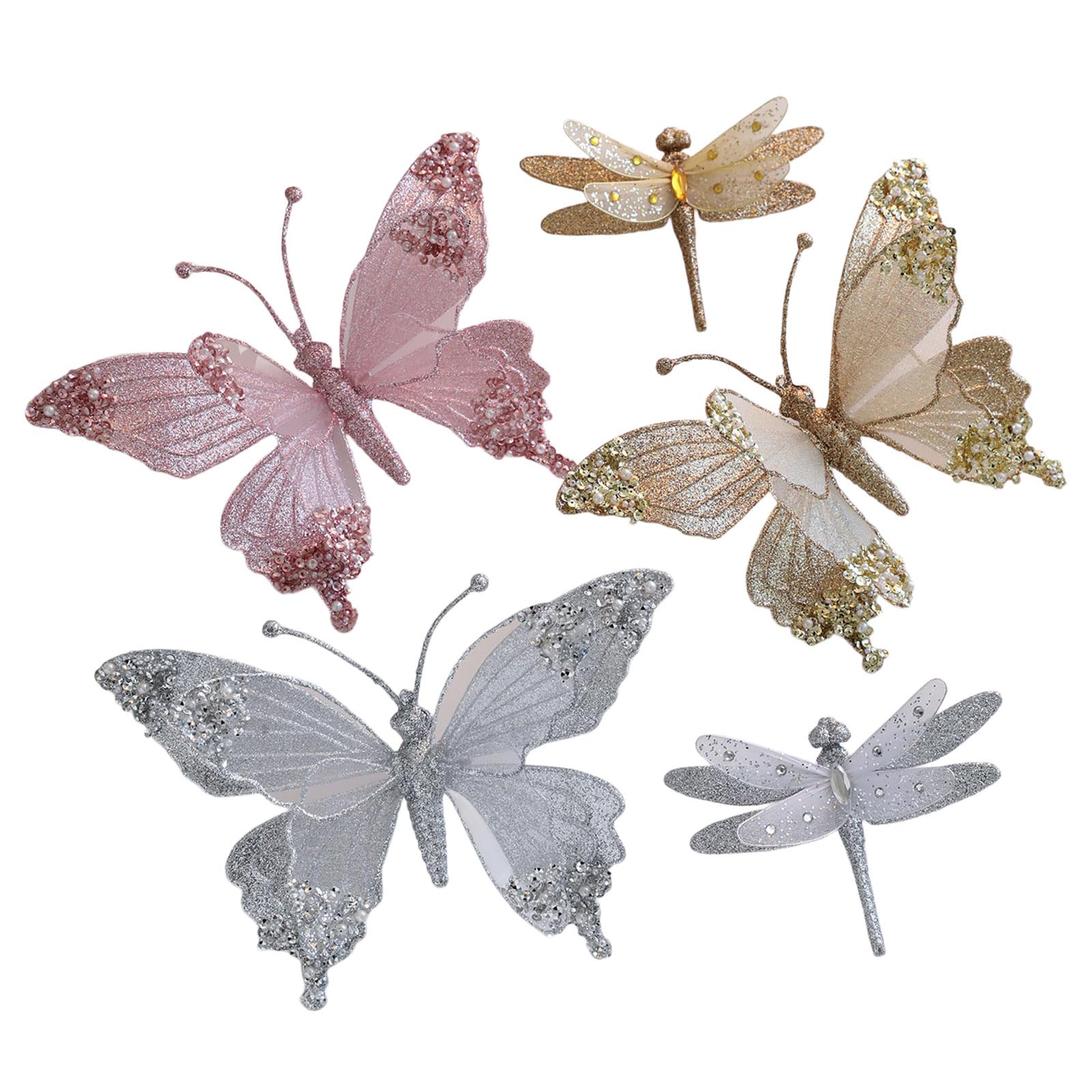 Ornamento da appendere a forma di farfalla e libellule di Natale, robusto, infrangibile, portatile, decorazioni per albero di Natale