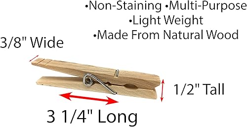 Miniatura 3 de Nickanny's Delantal de algodón, tendedero y pinzas de madera natural resistente con juego de resortes de metal (pasadores de delantal)