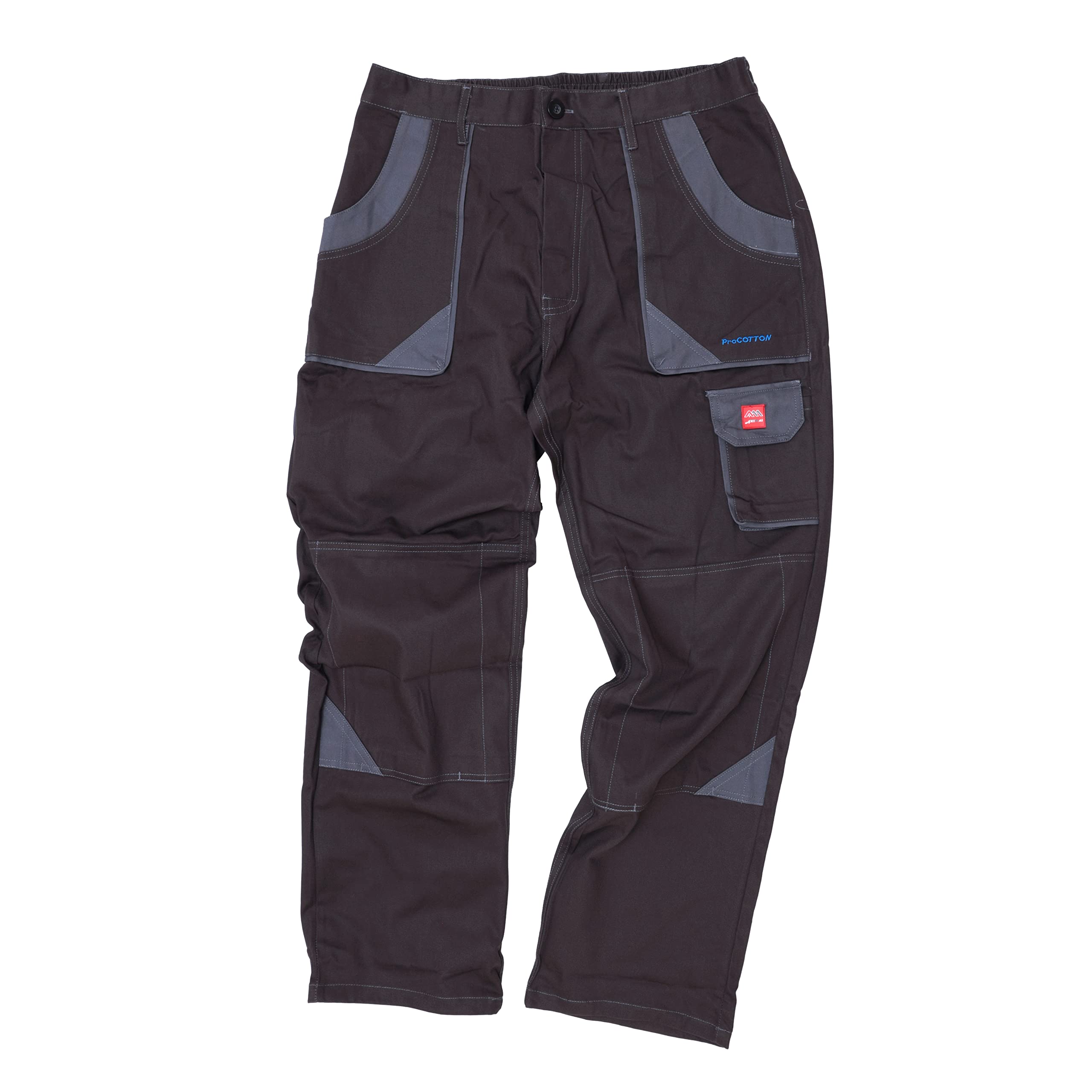 ART.MASBlack Cotton Trousers Mens Multi-Pocket Cargo Heavy Duty Work Pants, Triple Stitched Cordura Reinforcing Stress Points Knee Pad Pockets