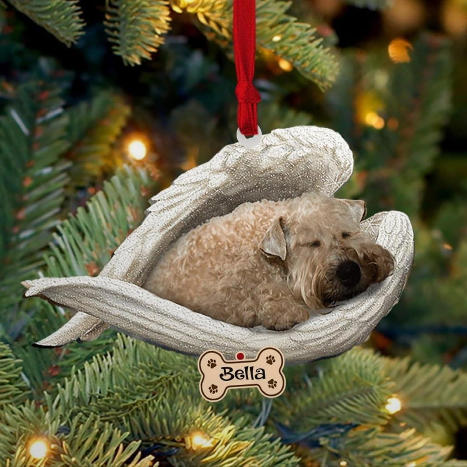 Luckluccy Personalized Wheaten Terrier Ornament,Custom Wheaten Terrier Dog Ornament With Angel Wing,Dog Christmas