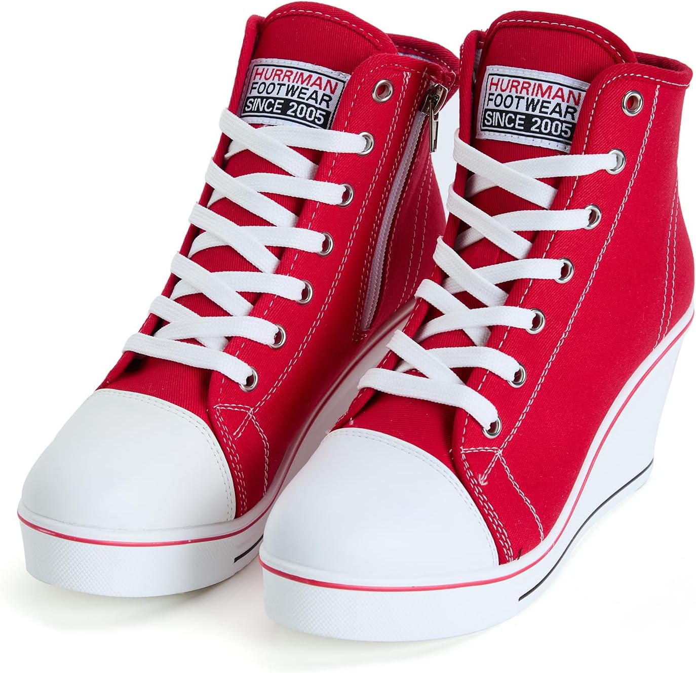 Wedge Sneakers for Women, High Heel Platform High Top Canvas Shoes Lace up Zipper Fashion Sneakers, Tenis Zapatos de Cuña Plataforma Tacón para Mujer, Suitbale for Y2K & Harley Quinn Cosplay - Image 4