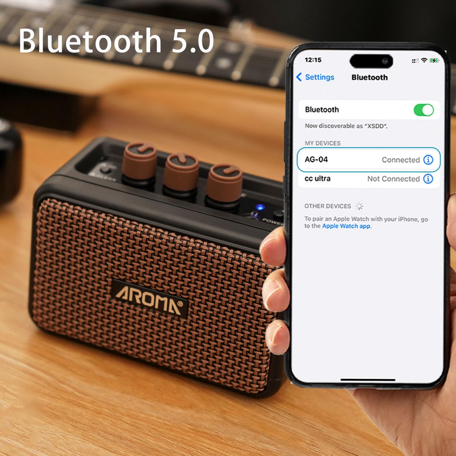 Electric Guitar Amp 5W Portable Rechargeable Battery Powered Practice Guitar Combo Amplifier Speaker with Headphone Aux Jack image 4 of 6 B0D99NVCY9