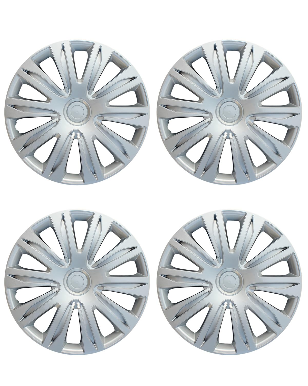 ABX Hubcaps,15 inch hubcaps Set of 4, Wheel Rim Cover ABS Material, Snap On Car Truck SUV Replacement, for Toyota Camry Nissan Mazda etc, Silver