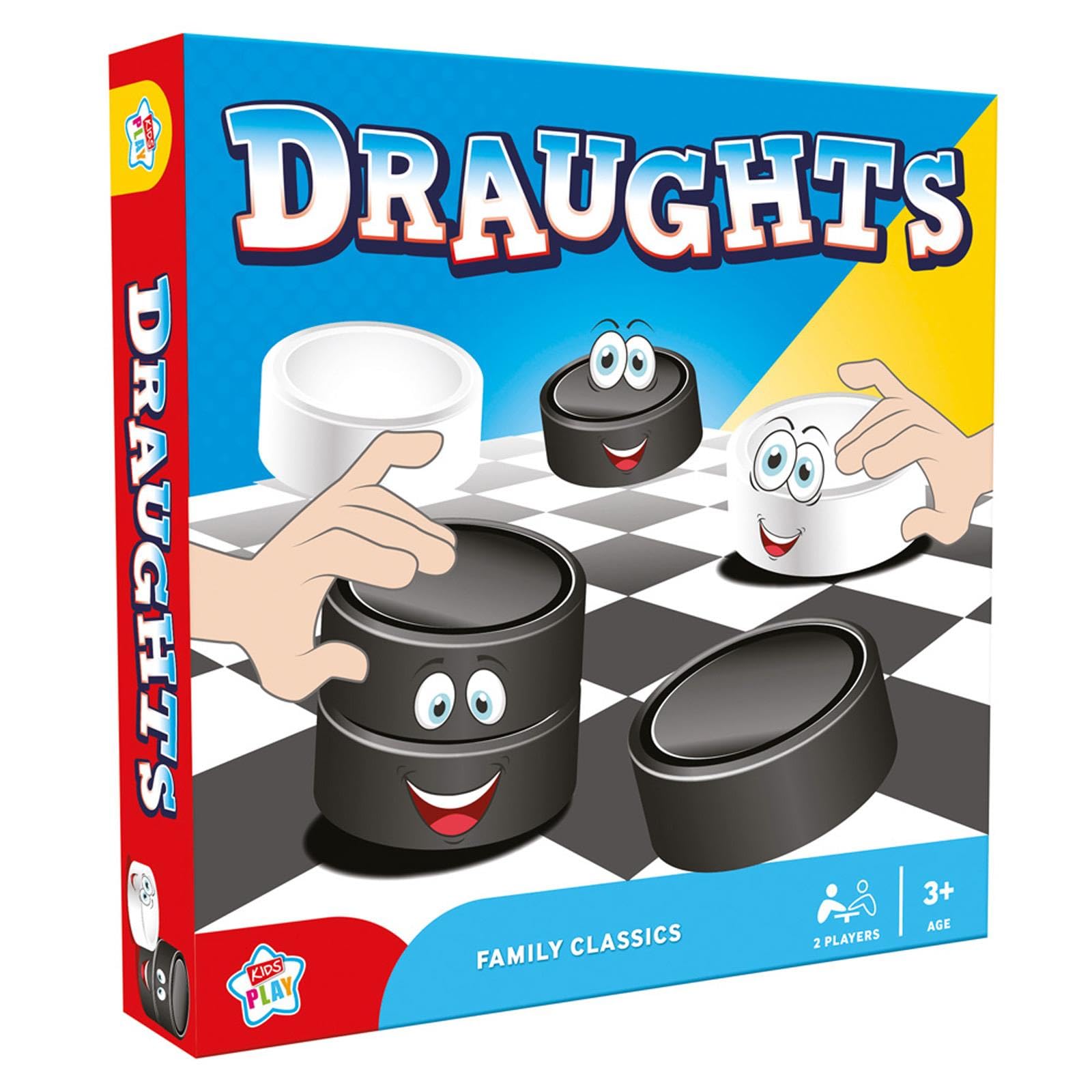 Kids Play Draughts Family Classics Board Games 2 Players Checkers Set Learn 3+, Multicolor