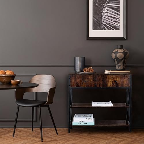 Miniatura 2 de suruim Mesa de entrada con cajones, mesa de tocador de madera con salida y puerto USB, mesa de sofá larga estrecha con estante de almacenamiento