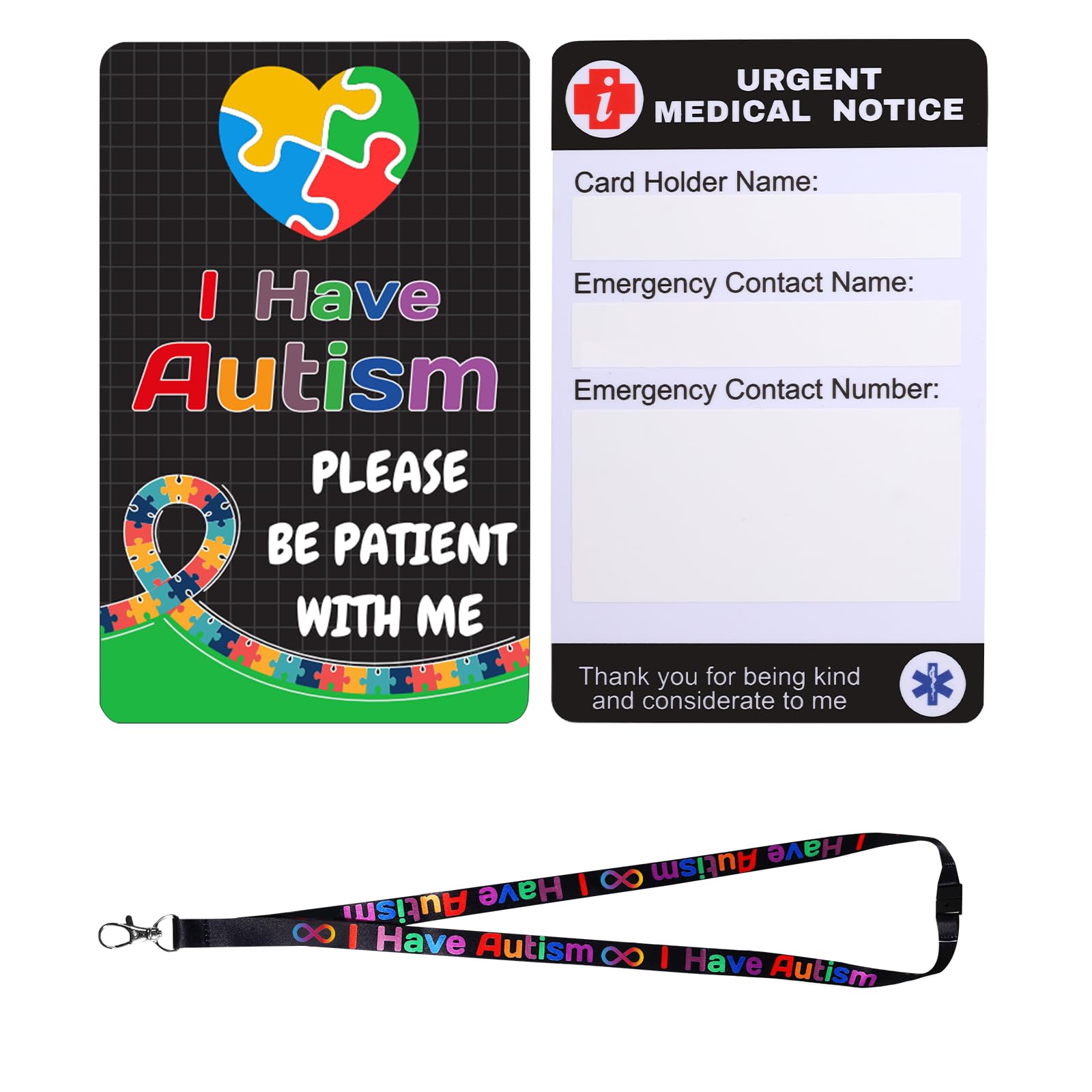 2 Set Autism Alert Card, ADHD Awareness Autistic Emergency