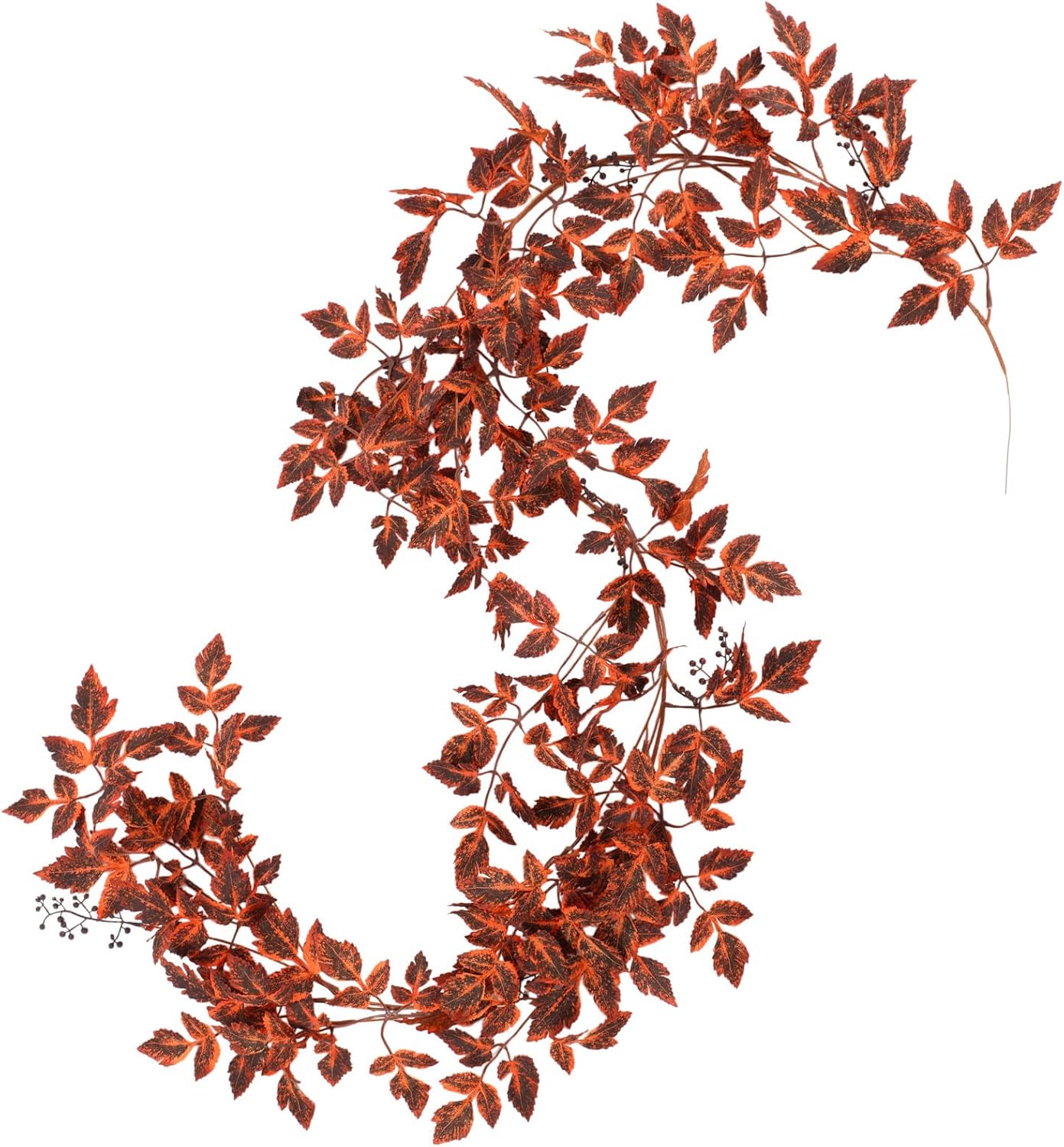 1 Pack Fall Garland for Mantle 6ft Plum Artificial Cimicifuga Ramosa Plant Leaves Garland Autumn Leaf Vine for Fall Halloween Mantel Thanksgiving Garden Farmhouse Decoration