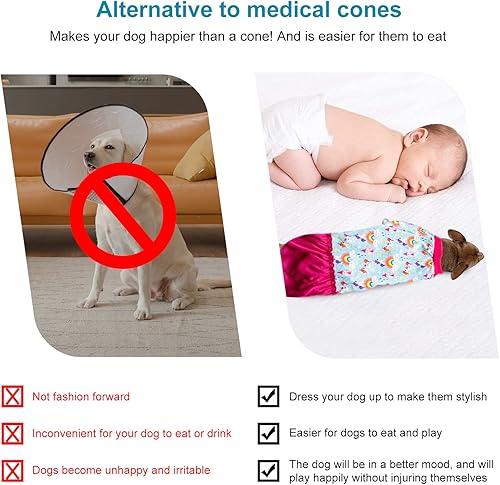 Miniatura 6 de LovinPet Traje de cirugía para perro grande, 65% algodón, mameluco para perro con protección UV, tela elástica ligera, pijama posquirúrgica,