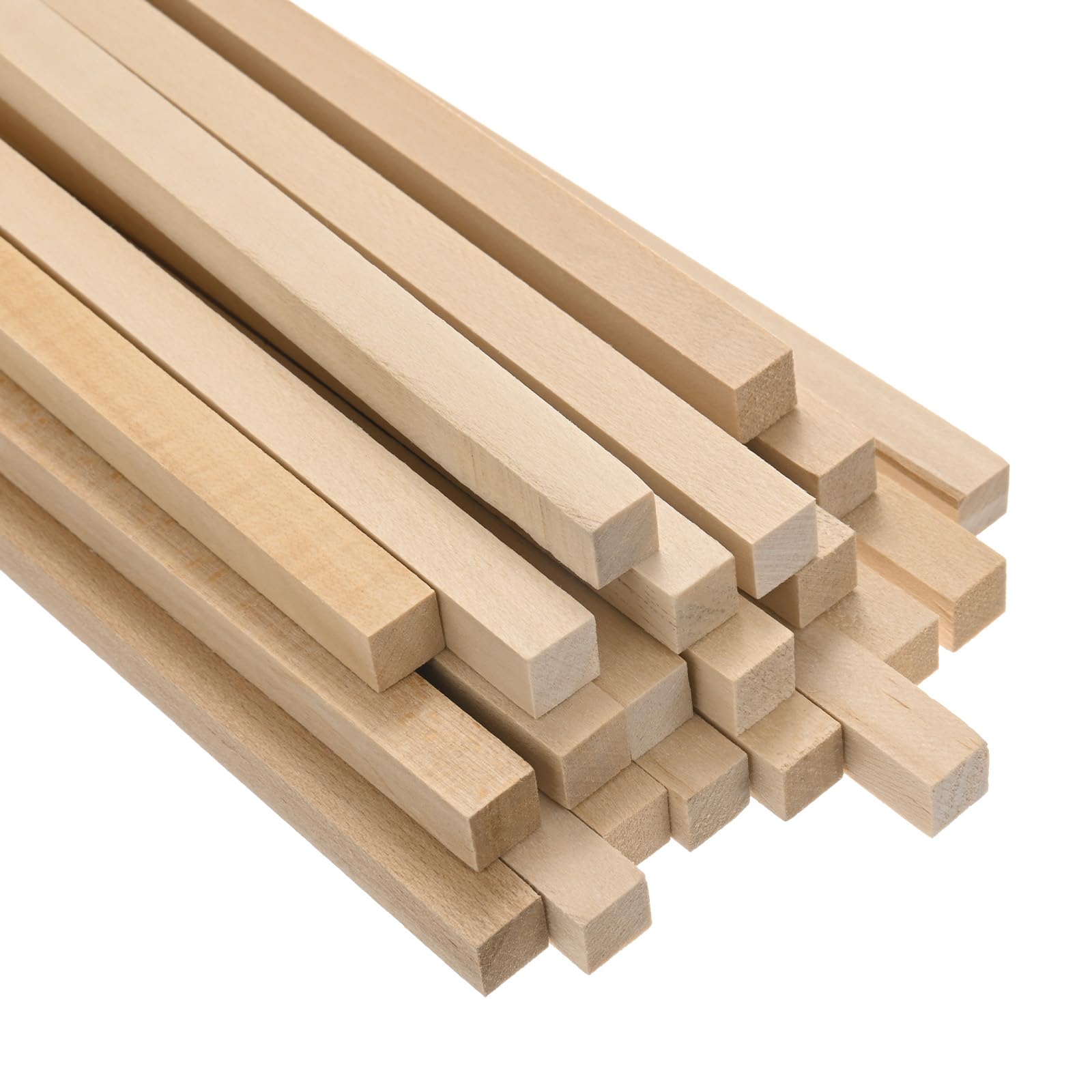 M METERXITY 20-Pack Wood Square Dowel Rods, 25/64 x 12 Inch Unfinished Wooden Square Dowel Rod, Hardwood Square Dowel Sticks for Crafts/DIY Projects/Models Making [Wood Color]