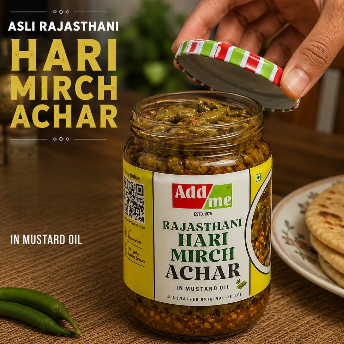 Add me green chilli pickles 500 gm Hari mirchi ka achar pickle homemade indian achaar vintage recipe Glass pack | Handmade Natural Ghar Ka Bana Hari Mirch ka Achaar in Mustard Oil | Spicy & Tasty Teekhi hara mircha achar 1