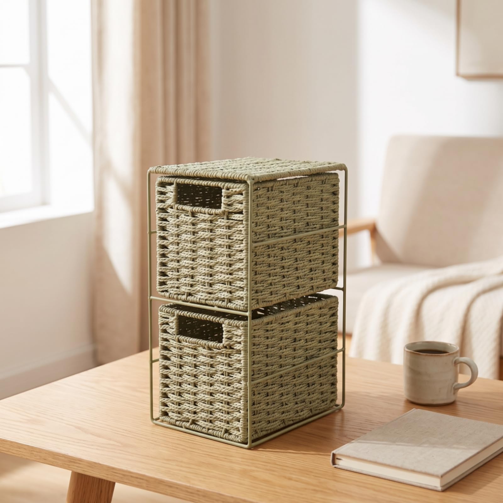 KESOTO Organizador Escritorio con Cajones Multiusos Organizador con Cajones Elegante Caja Organizadora Compartimentos para Oficina, Verde