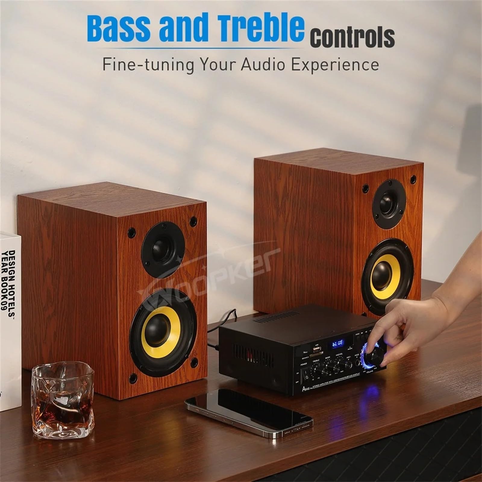 Wzmacniacz, Woopker wzmacniacz audio HiFi AK45 Pro cyfrowe wzmacniacze MP3 maksymalna moc wyjściowa 820W głośnik basowy FM obsługuje wejście 90-240V