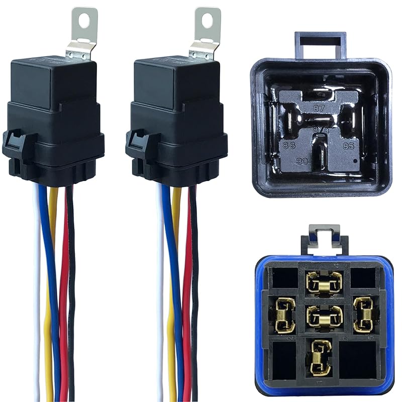 Relé automotivo iRhapsody 5 pinos SPDT 12 V DC 40/30 A com fios reforçados – Kit com 2 unidades