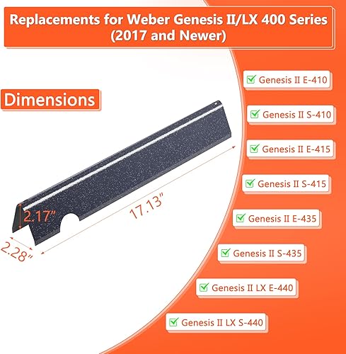 Miniatura 2 de QuliMetal Barras aromatizantes de 17 pulgadas para Weber Genesis IILX 400, Genesis IILX E410 E415 E435 E440 S410 S415 S435 S440 Series parrillas de