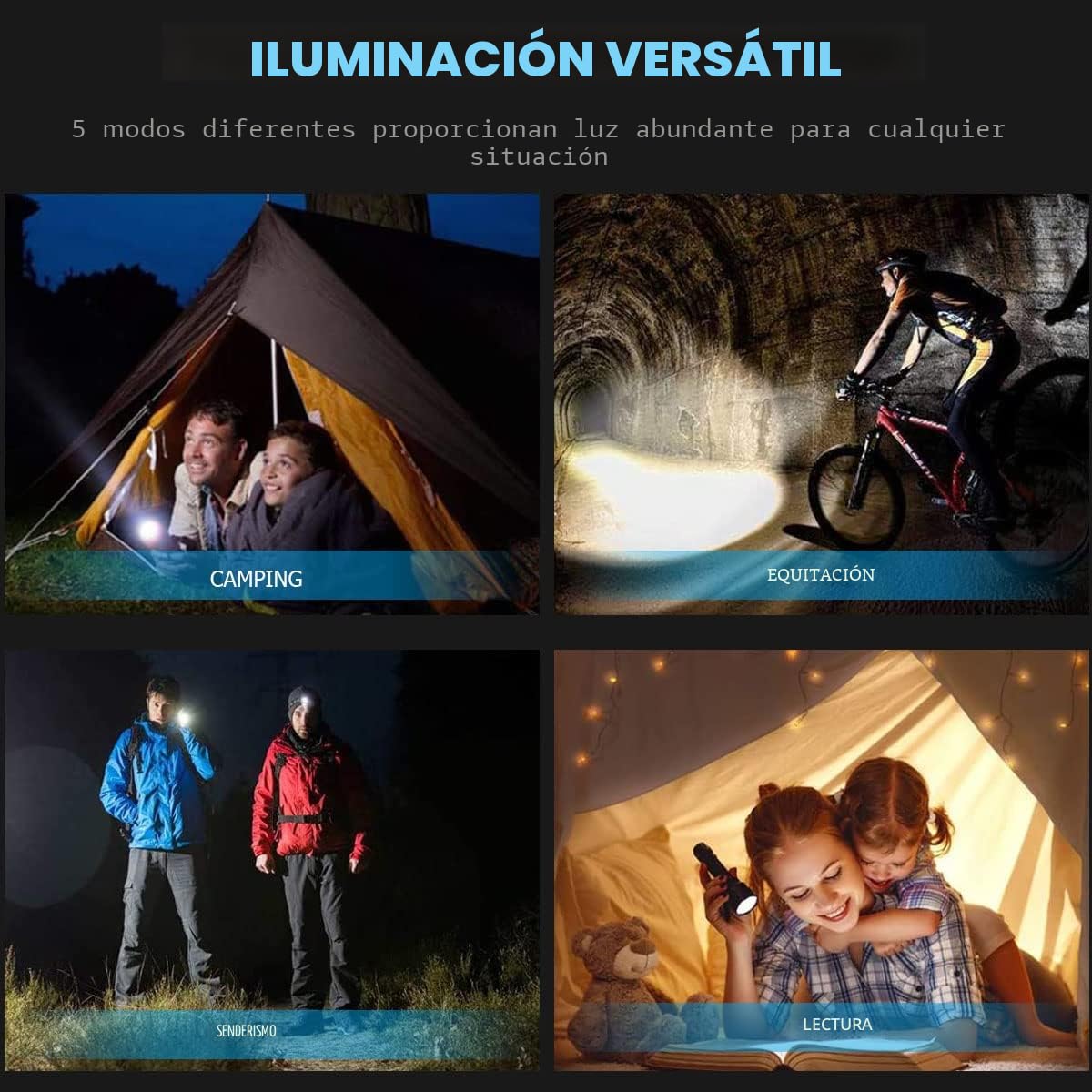 LEKIA 90000 Lúmenes Linterna LED Alta Potencia Recargable USB, 5 Modos XHP70.2 Super Brillante Potente Linterna Táctica Impermeable con Indicador de Encendido para Camping Actividades al Aire Libre