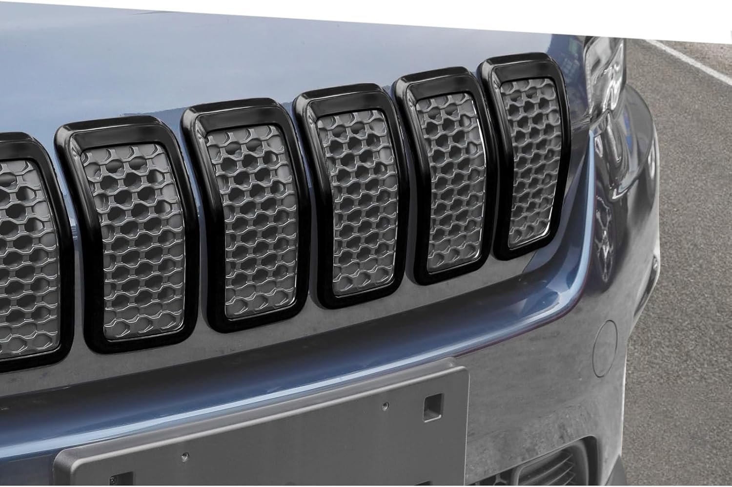 Jimen Fit for Jeep Cherokee 2019-2023, 7PCS Front Grill Inserts Grille Cover Trim Exterior Accessories (Black)