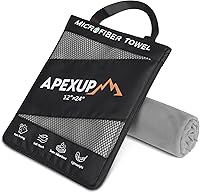 APEXUP Microfiber Travel Towel 24x12 Gray - Ultra Absorbent Quick Dry Lightweight Gym Workout Yoga Beach Camping Towel