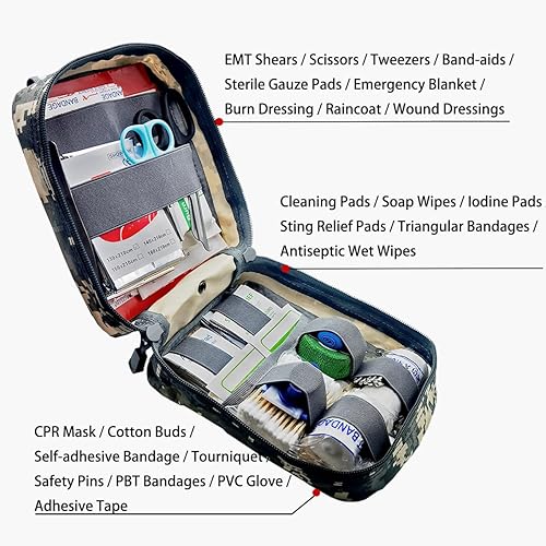 Miniatura 14 de Bolso Molle, Carlebben, de primeros auxilios de emergencia, con útiles bolsillos elásticos, Marrón, talla única Canela