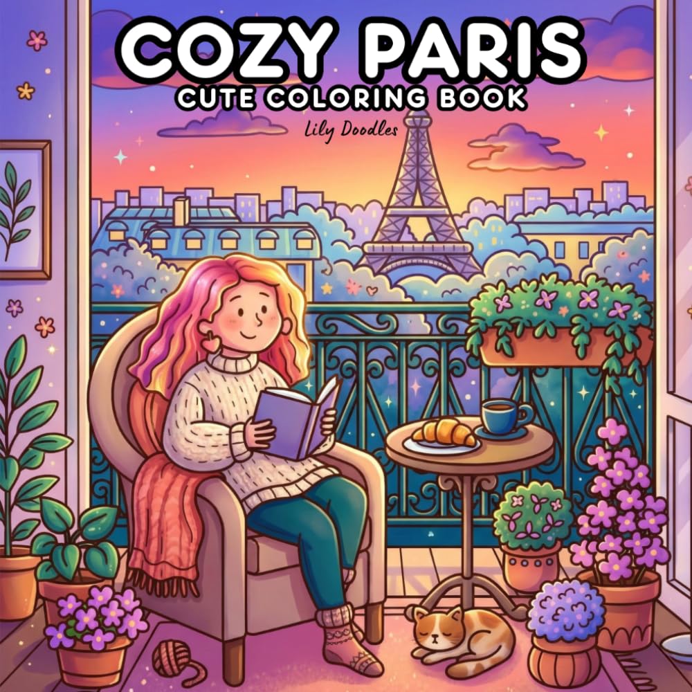 Cozy Paris: Cute Coloring Book with Sweet Hand-Drawn Parisian Scenes