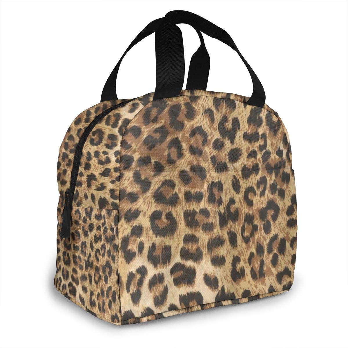 Borsa per il pranzo con stampa leopardata rosa da donna con