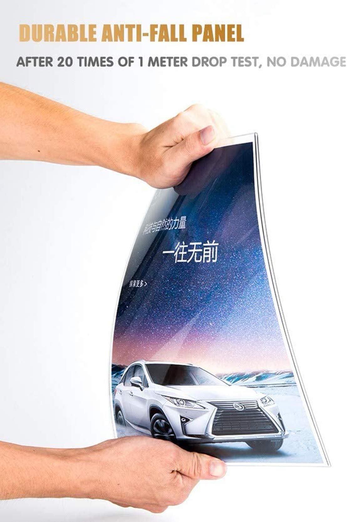 Supporti da Tavolo in plastica acrilica,A4 / A5,Espositore a T Trasparente bifacciale,Base in Legno,Ideale per promozioni,ristoranti,Cornici per Foto,Documenti e Altro