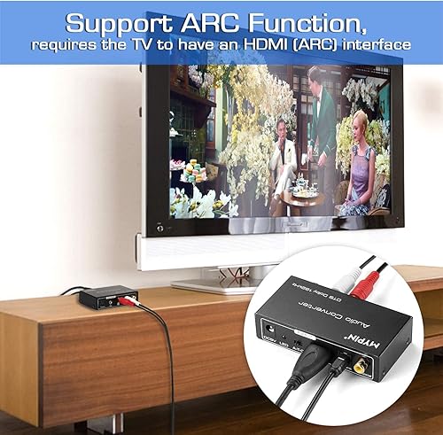 Miniatura 2 de Convertidor DAC de 192 KHz, convertidor de audio multifunción, adaptador de extractor de audio HDMI ARC, entrada Toslink (óptica) o coaxial o HDMI