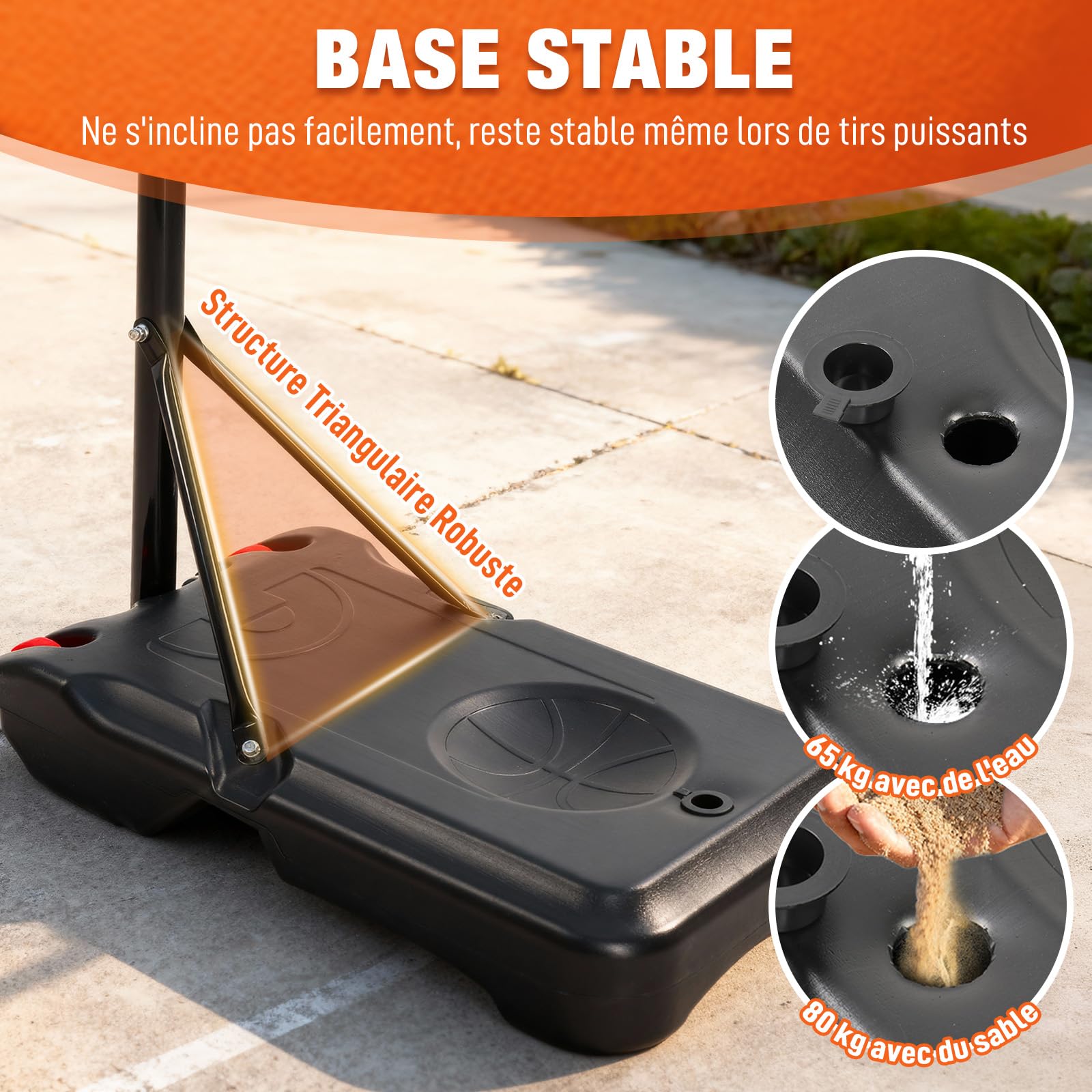 LEADZM Panier de Basketball Extérieur avec Support et roulettes, 2 Filets, pour Enfants et Adolescent, Support de Basketball pour Jardin et Cour, Hauteur Réglable de 155-210 cm (Noir)