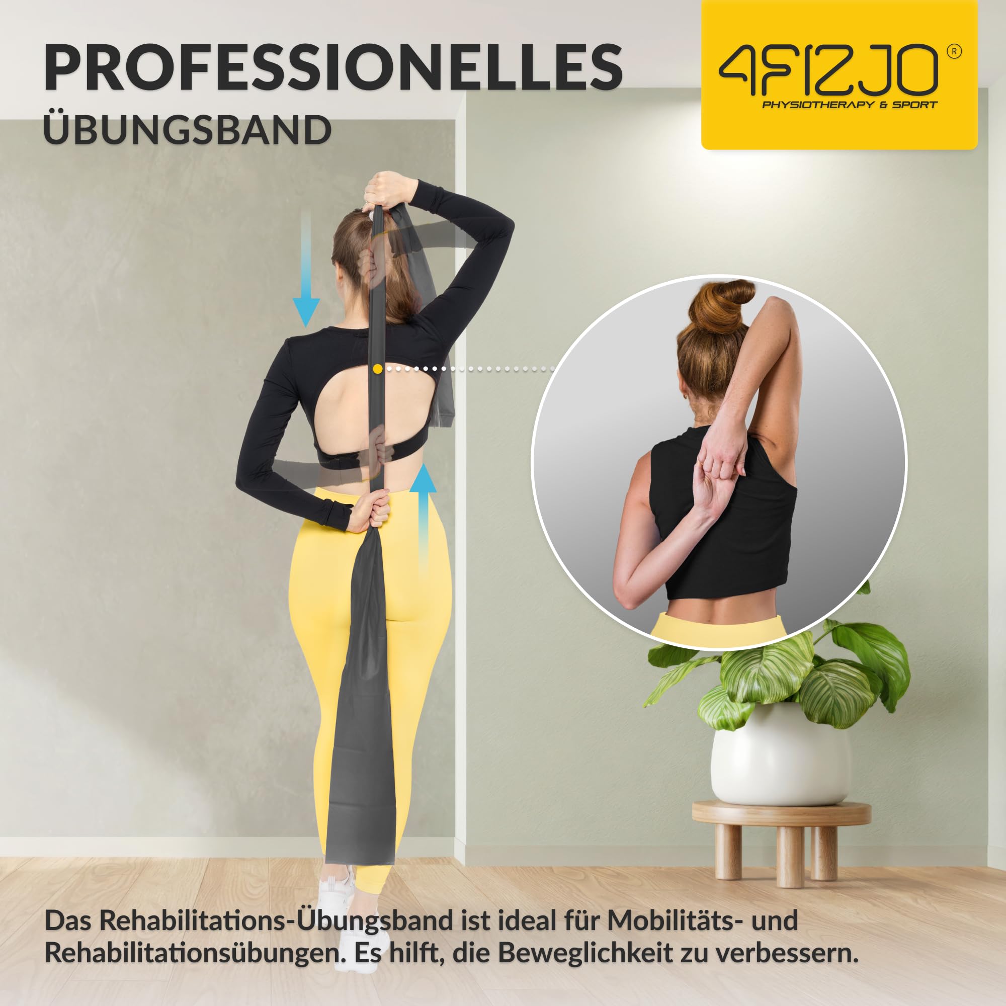 4FIZJO Latex Fitnessband, 30m, Widerstandsbänder krafttraining, Calisthenics Equipment, Trainingsband für Yoga, Gymnastikband, Rehabilitationsband