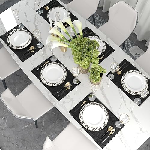 Miniatura 95 de Juego de 4 manteles individuales de lino suave hechos a mano resistentes al calor, manteles individuales para mesa de comedor, manteles individuales