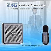 Vista 2 de Amplificador de voz con micrófono de solapa inalámbrico, altavoz Bluetooth con micrófono de solapa, mini megáfono portátil de carga, sistema