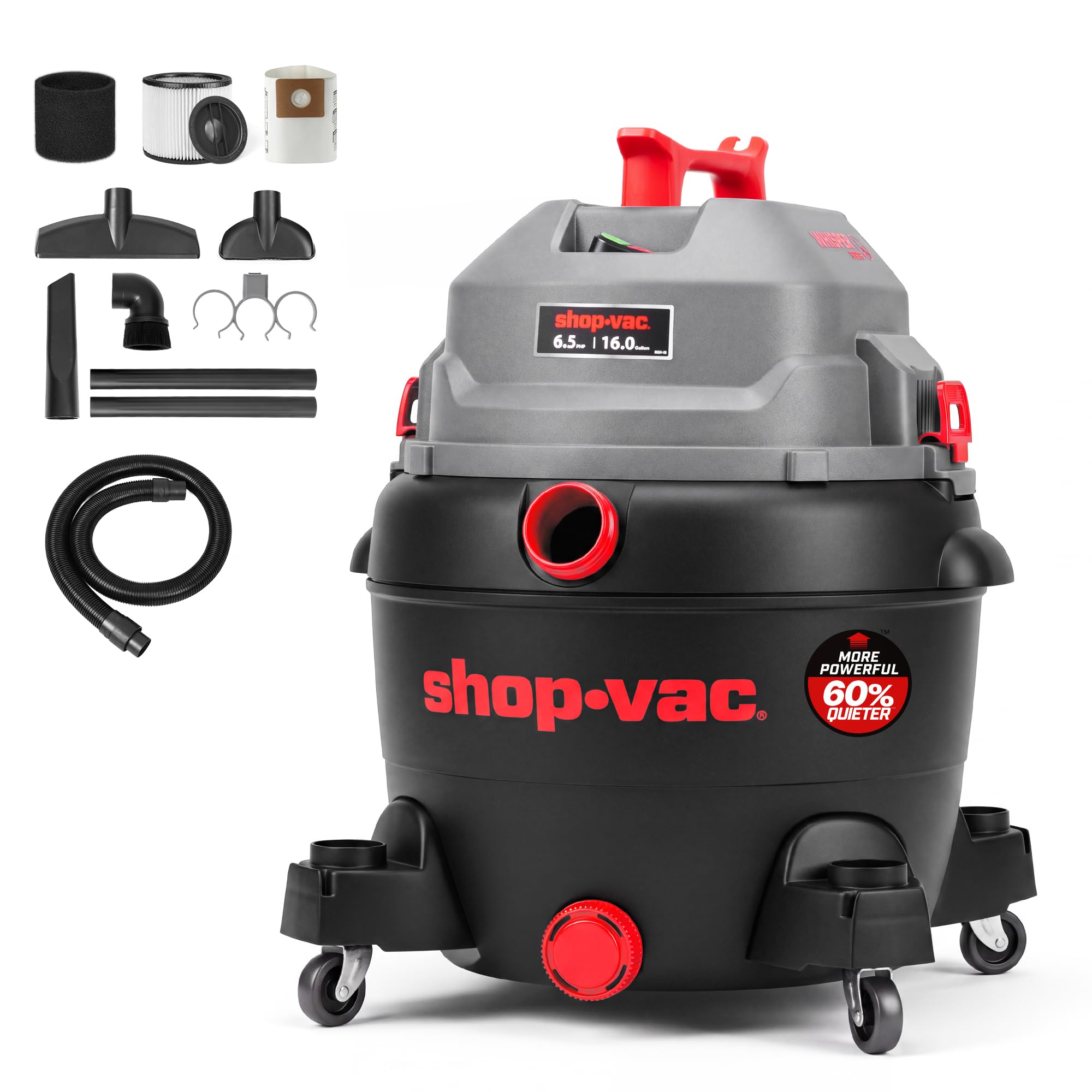 Shop-Vac 5430194 Ultra Quiet Wet/Dry Vacuum, 16 Gallon, 6.5 Peak HP