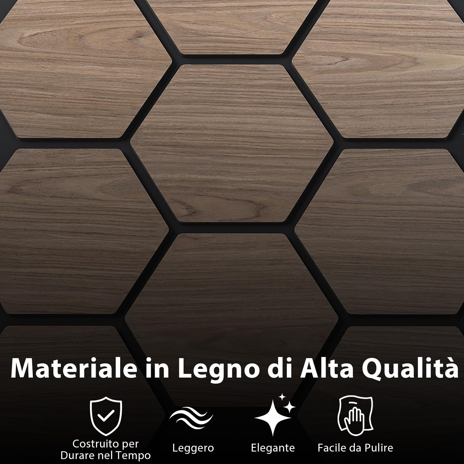COSTWAY Pannello Fonoassorbente 4 Pezzi, Pannelli Acustici per Pareti, 81 x 66 cm con 9 Tavoletta Esagonali in Legno, Decorazione d’Interni, per Riduzione Rumore, 2,1 m²