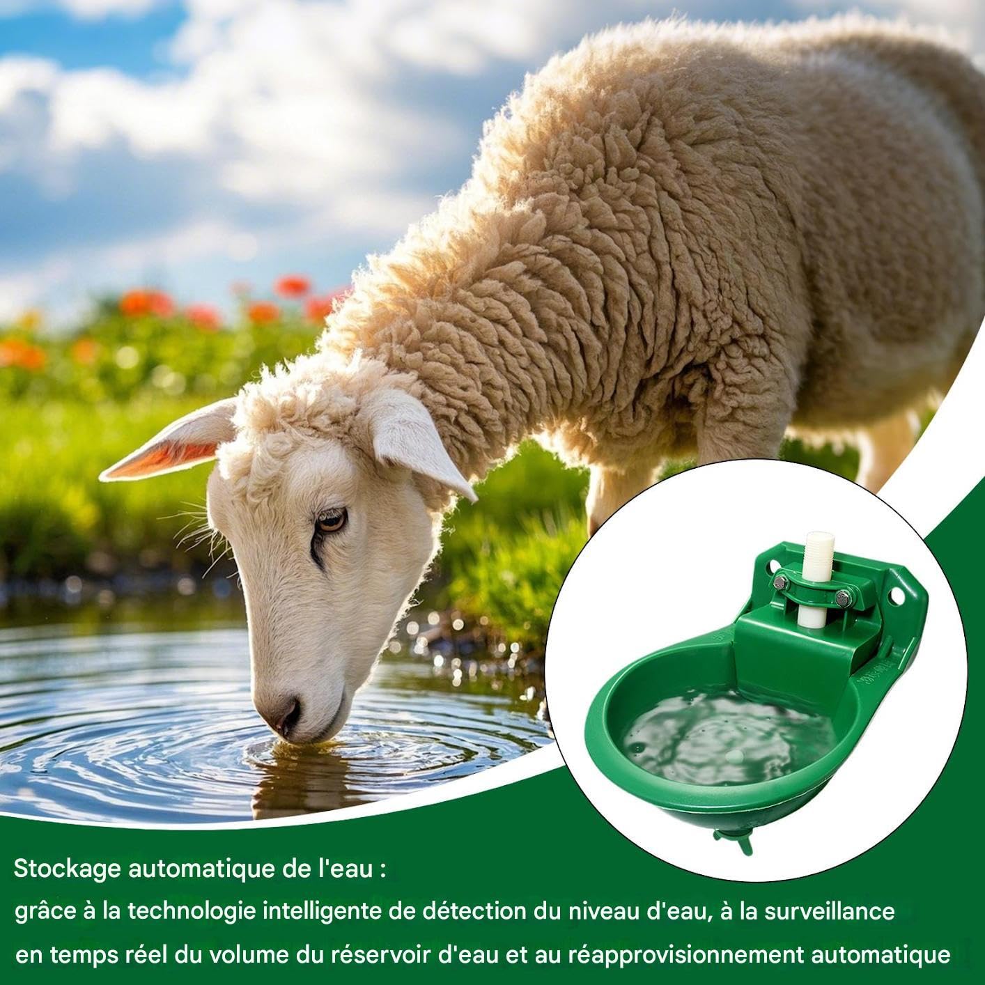 Abreuvoir Automatique 500ml pour Chèvres et Poules, Distributeur d'eau Anti-Renversement avec Système de Niveau Constant - pour Basse-Cour, enclos, Ferme