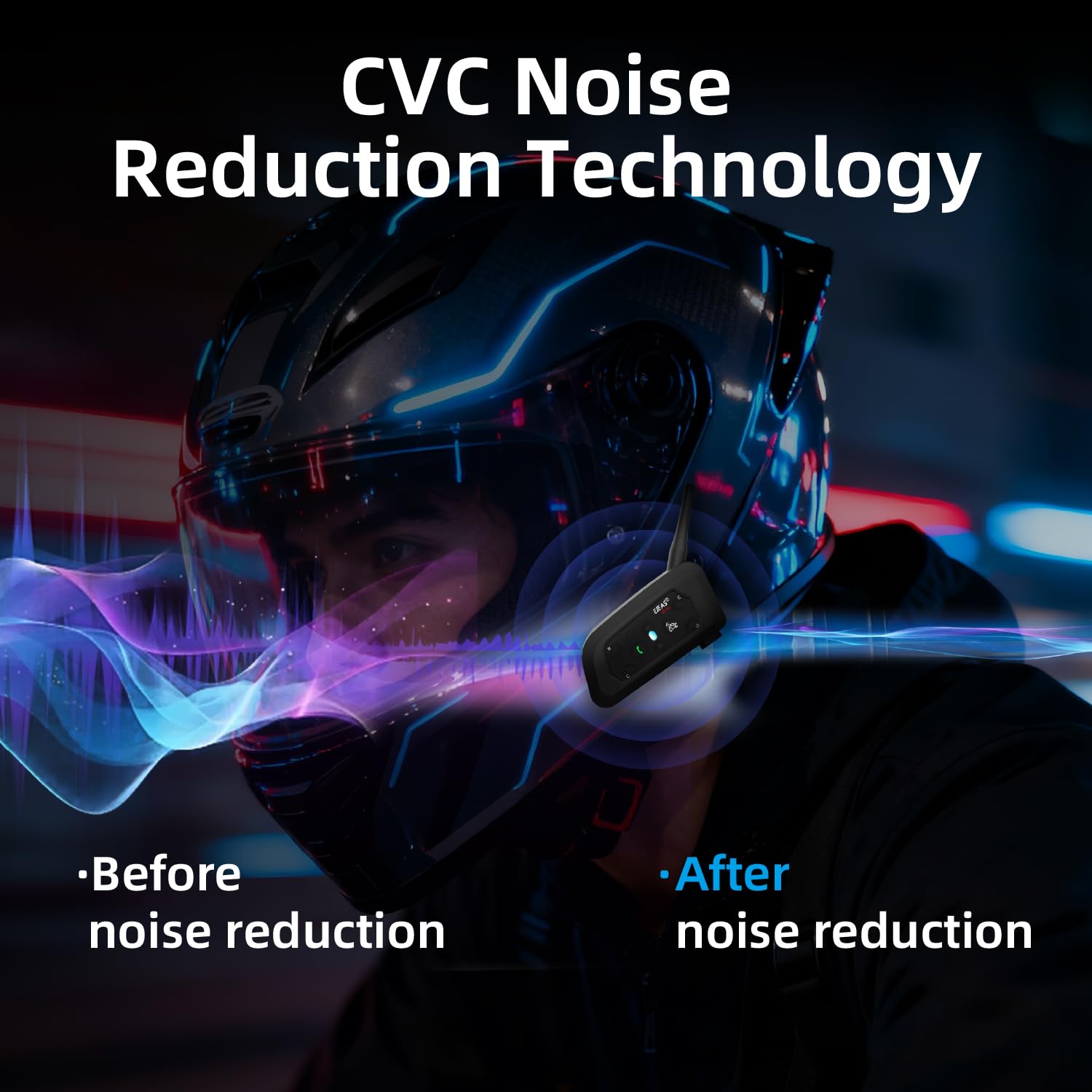 V6PRO - Auriculares Bluetooth para motocicleta con cancelación de ruido DSP, resistente al agua, sistema de comunicación para motocicletas
