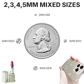 11000Pcs Transparent Clear 2/3/4/5mm Flatback Rhinestones with Glue for Bedazzling Crafting Clothing Clothes Crafts Shoes Nail Art, Resin Flat Back Gems Crystals Diamonds Gemstones Jewels Stones Kit