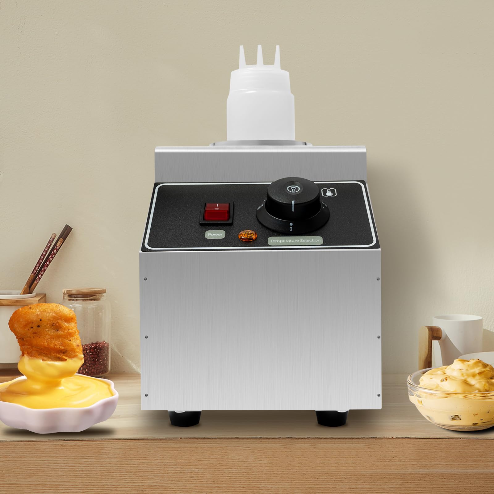Scaldavivande Elettrico Acciaio Inossidabile Argento 80W 680ML Controllo Temperatura 30-85℃ Ristorante Caffè
