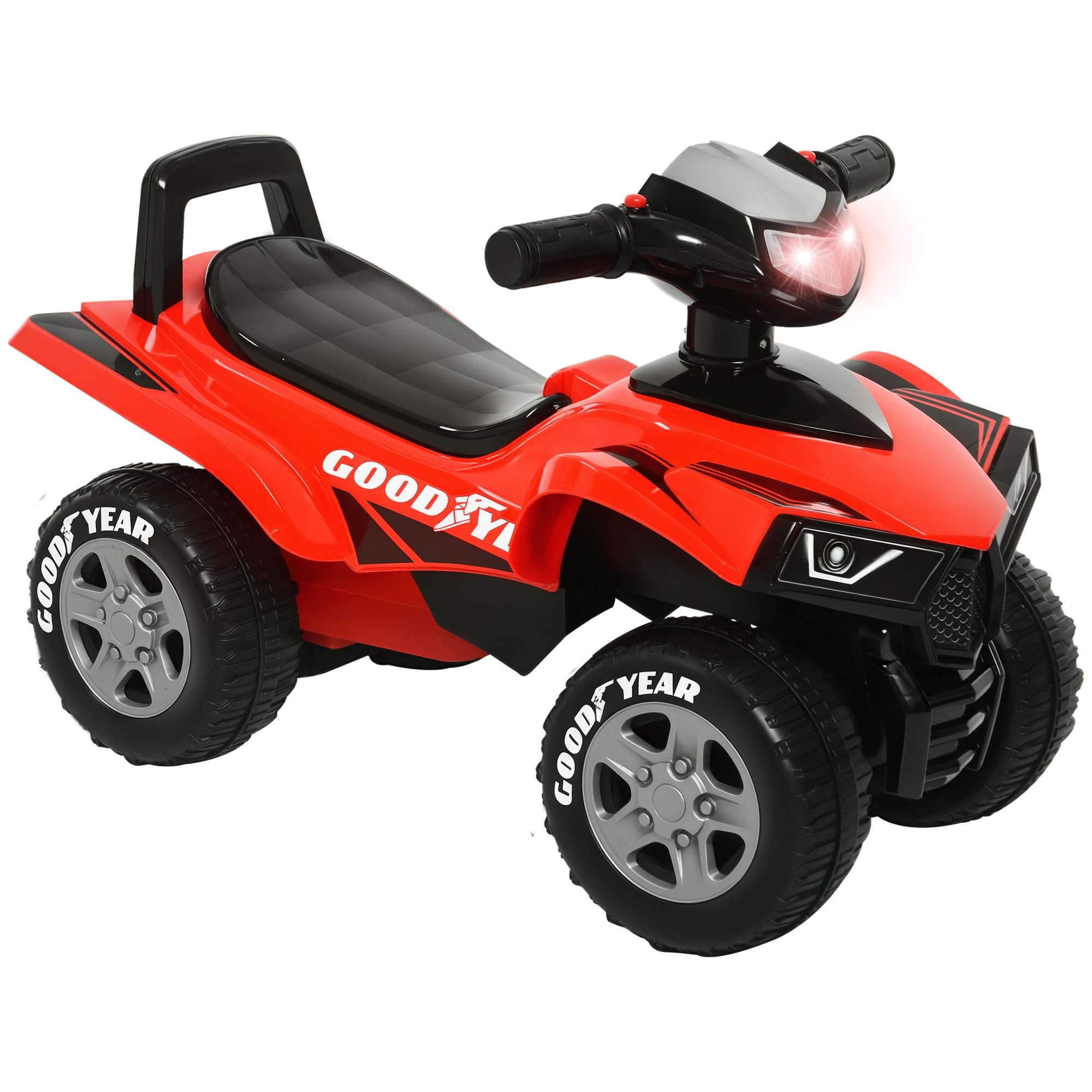 HOMCOM Porteur Enfants Quad 18-​36 Mois dim. 60L x 31l x 42H cm Effets Lumineux et sonore Rouge Noir