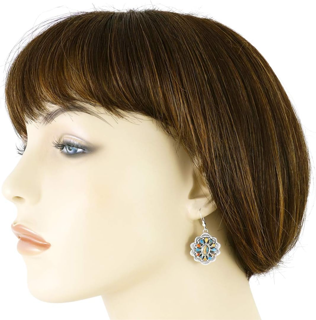 Turquoise Earrings 925 Sterling Silver & Genuine Gemstones (Choose Color) - Image 3