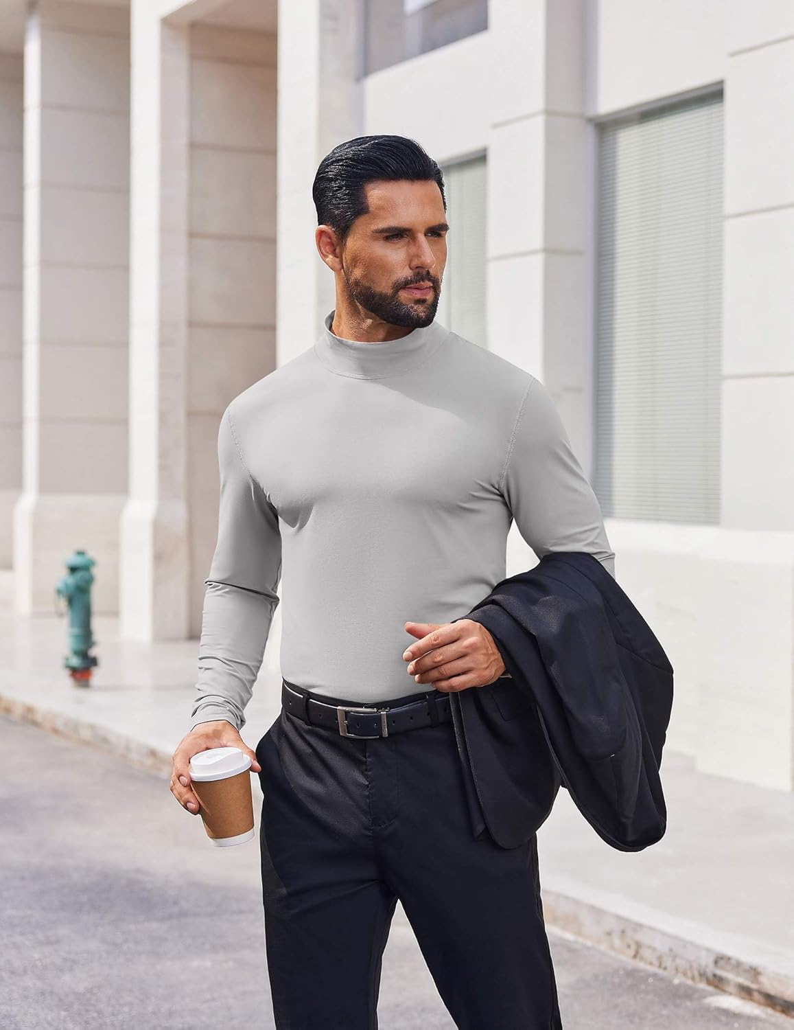 COOFANDY Mens Mock Turtleneck Long Sleeve Shirts Casual Basic T-Shirt Lightweight Mockneck Pullover Sweater for Men - Image 4