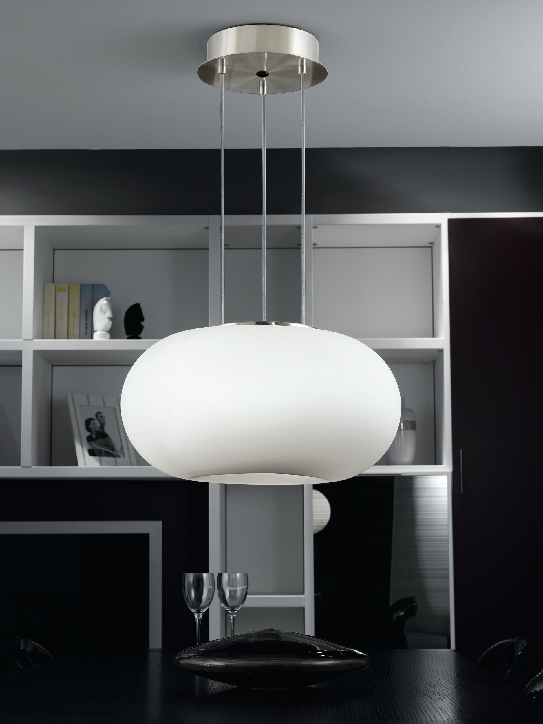 Eglo Hanglamp | PIEDALE | 1xE27 300 nikkel-mat / opaal mat