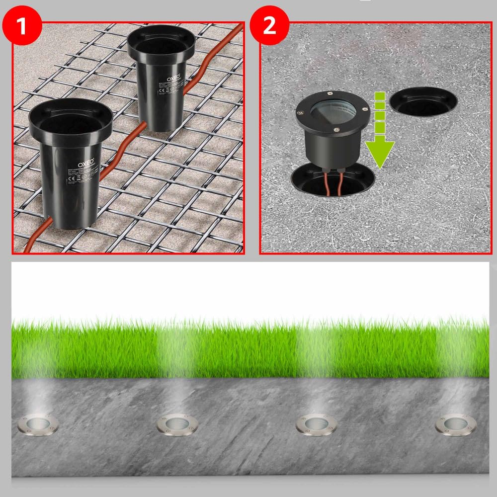 Spots encastrables X6 - Extérieur - Couvercle inox - Pour Ampoule LED GU10 - Etanche IP67 - Spot terrasse - Éclairage jardin