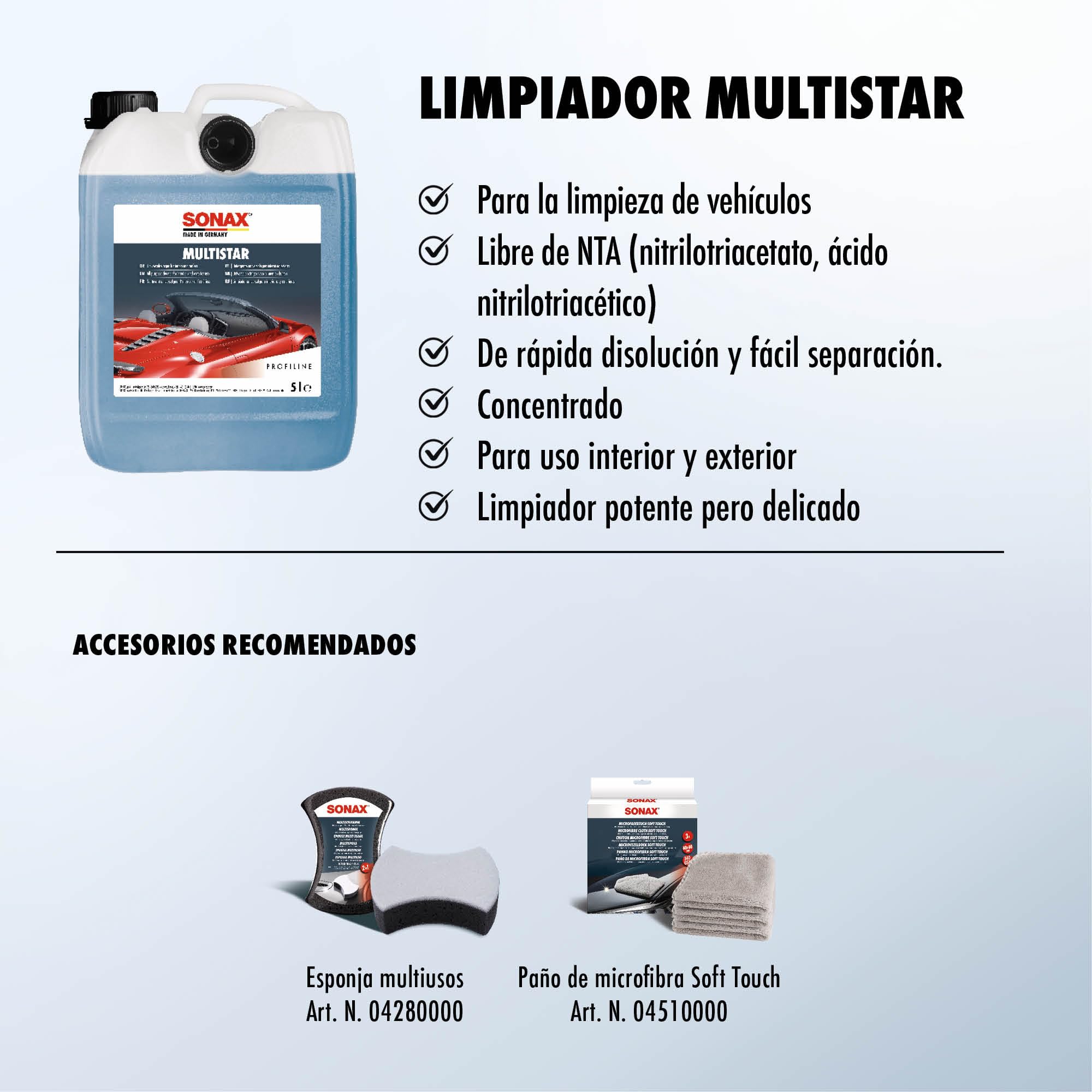 SONAX PROFILINE MultiStar (5 litros) limpiador universal para la limpieza interior y exterior del vehículo | N.° 06275050