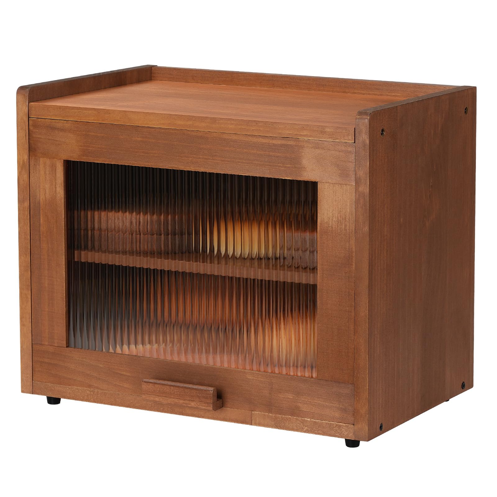 Photo 1 of OCSERMIR Wooden Bread Box for Kitchen Countertop, 2 Tier Bread Storage Container with Acrylic Door, Adjustable Shelf, Ventilation Holes, Brown