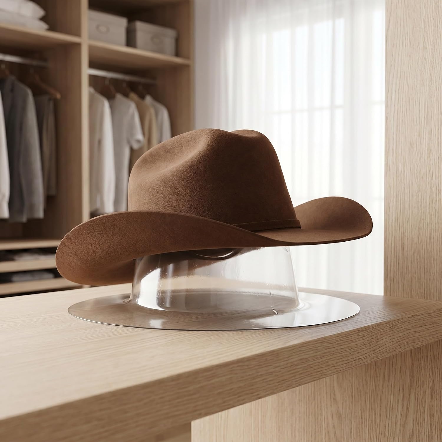 VICASKY 2pcs Plastic Cowboy Hat Shaper Stand for Straw and Felt Wide Brim Hats Prevents Creasing Maintains Shape for Home or Store Display