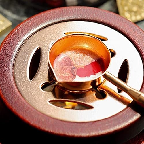 Miniatura 7 de Kit de fusión de calentador de sellos de cera, herramienta de horno de cera de sellado de madera con cuchara de fusión para letras vintage, sobre de