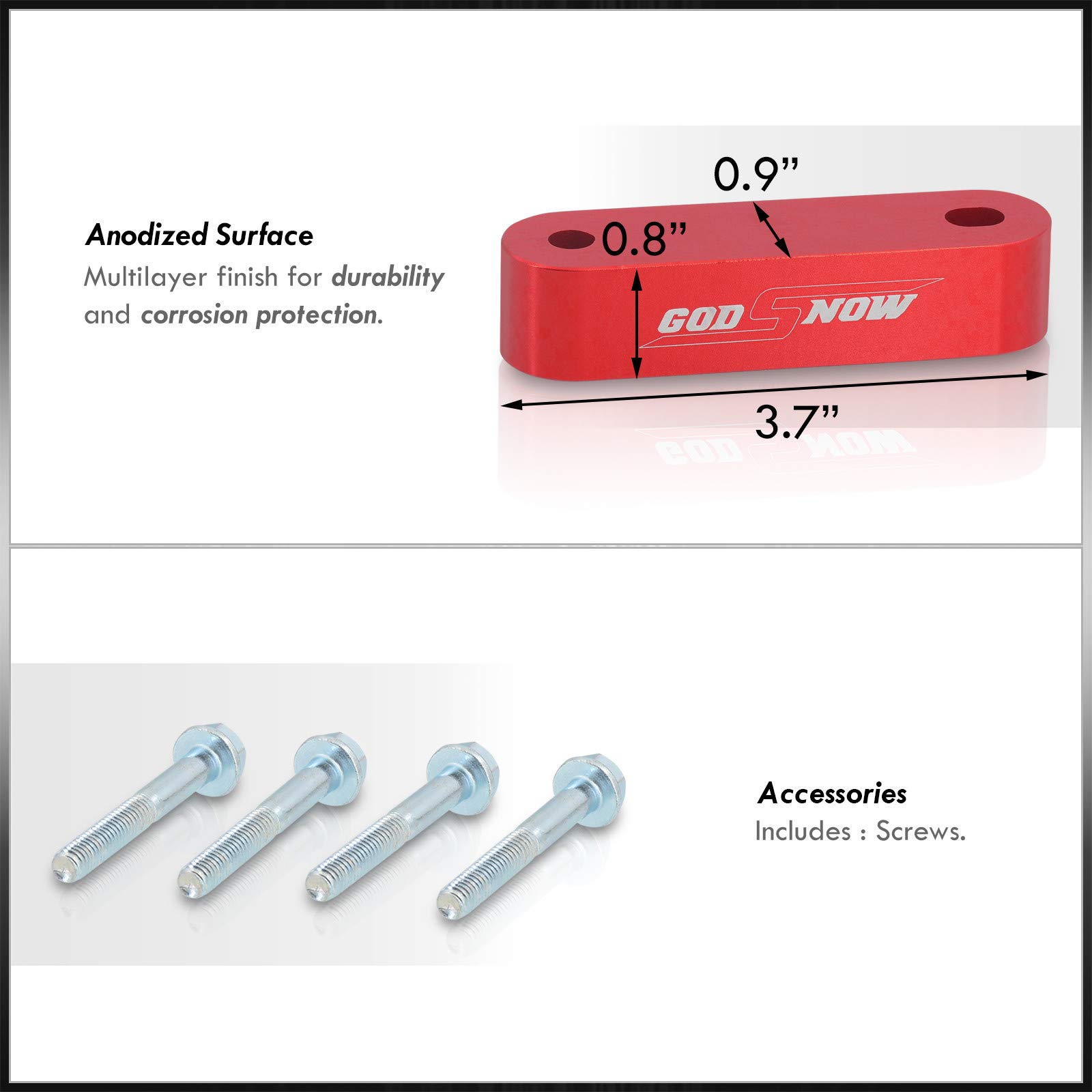 AJP Distributors Universal 22mm JDM Hood Riser Kit with Extended Bolts, Car Hood Angler, Aluminum Block Engine Bay Heat Vent Red For Civic Integra CRX Accord DelSol S2000 RSX TSX TL EF EG EK DC