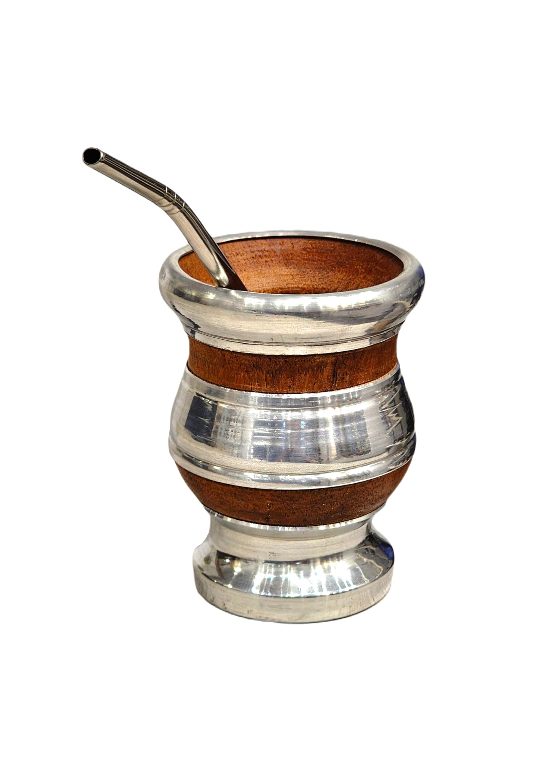 Mate Madera Algarrobo Argentino, Mate Argentino con Bombilla de Acero Inoxidable, Hecho a Mano por Artesanos Argentinos, Calabaza Gourd Cup